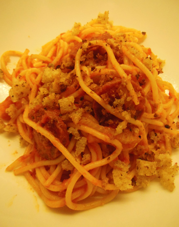 spaghetti with salami and fennel 2